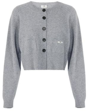 Elisabetta Franchi Raglan-Sleeve Cropped Cardigan - Gray