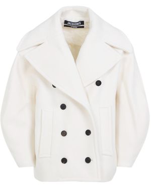 Jacquemus Double-Breasted Long-Sleeved Coat - White