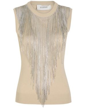 Sportmax Crystal-Embellished Fine-Knit Top - Natural