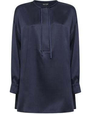 Giorgio Armani Long-Sleeved Satin Blouse - Blue