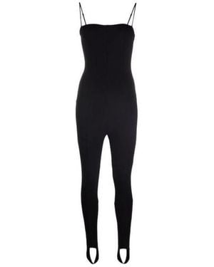 AMINA MUADDI Stirrup-Cuff Fitted Bodysuit - Black