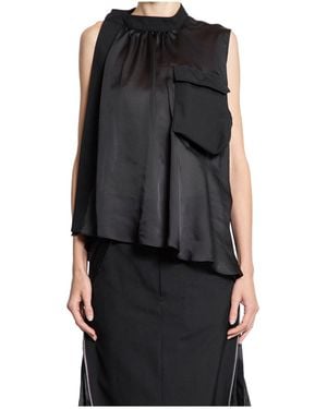Sacai Sleeveless Tops - Black