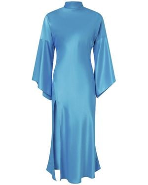 Pinko Flared-Sleeve Slit Dress - Blue