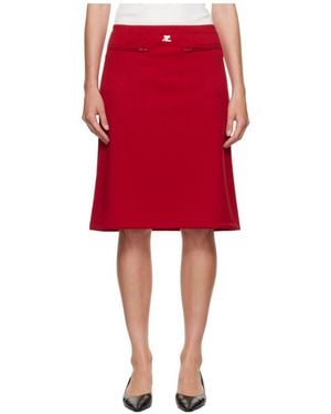 Courreges Double-Knit Midi Skirt - Red