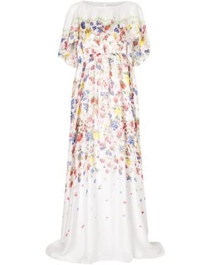 Mary Katrantzou Floral-Print Chiffon Maxi Dress - White