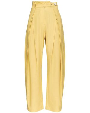 Pinko Waist Straps Wide-Leg Trousers - Yellow