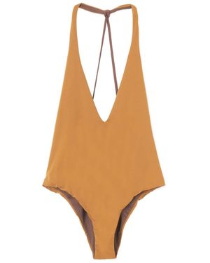 Alysi V-Neck Sleeveless Swimsuit - Brown