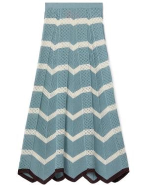 La DoubleJ Chevron-Knit Midi Skirt - Blue