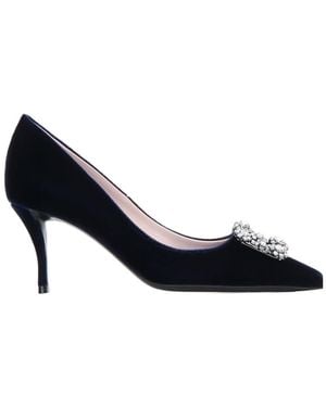 Roger Vivier Flower Strass Buckle High Heels - Blue