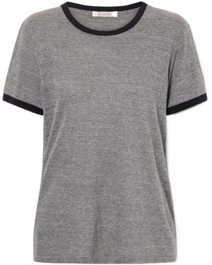 Nili Lotan Contrast Trim Crew Neck Short-Sleeve T-Shirt - Gray