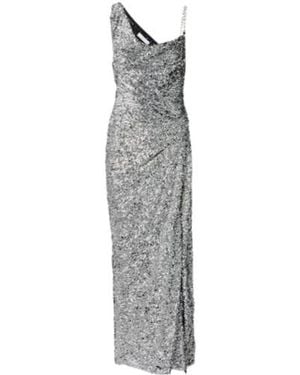 Area One-Shoulder Sequined Gown - Grey