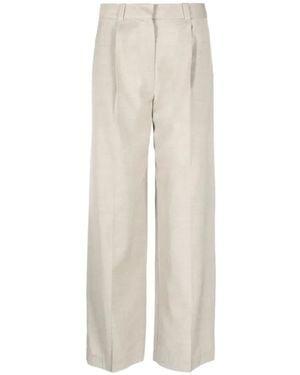 Low Classic High-Waisted Pleated Pants - White