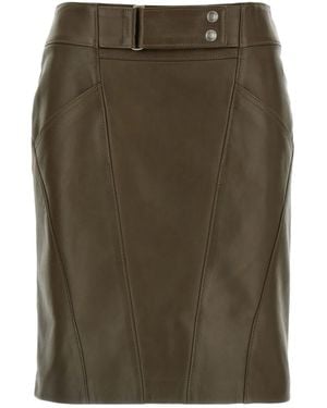 Tom Ford Above The Knee Leather Pencil Skirt - Green