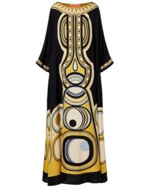 La DoubleJ Muumuu Printed Silk Twill Maxi Dress - Black