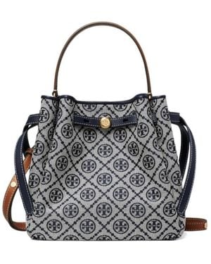 Tory Burch Romy T Monogram Bucket Bag - Black