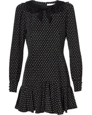 Alessandra Rich Floral Printed Silk Minidress - Black