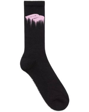 Balenciaga Logo Detailed Ribbed Socks - Black