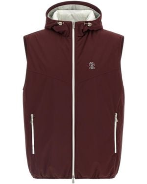 Brunello Cucinelli Hooded Cotton Vest - Purple