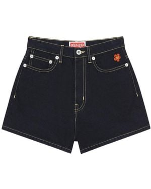KENZO Logo-Patch Shorts - Blue