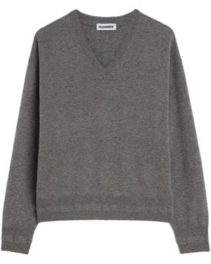 Jil Sander Cashmere V-Neck Sweater - Gray