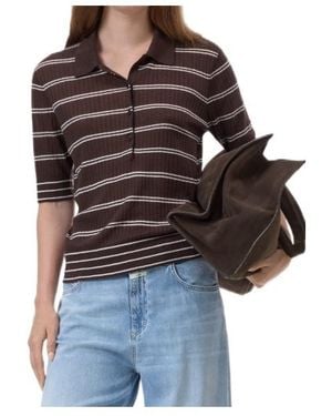 Closed Short Sleeve Polo Made Of Wool - Black