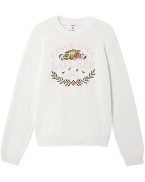 CASABLANCA X Laduree Crew-Neck Cotton Jumper - White