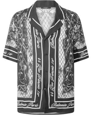 Balmain Short-Sleeve Camp Collar Shirt - Gray