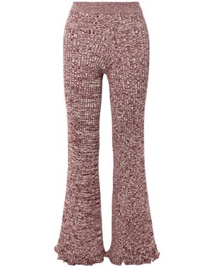 Rabanne Ribbed Knit Flared Pants - Purple