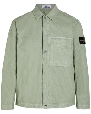 Stone Island Logo Nylon Overshirt - Green