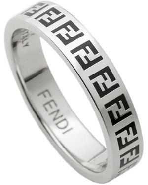 Fendi Ff Slim Band Ring - Metallic