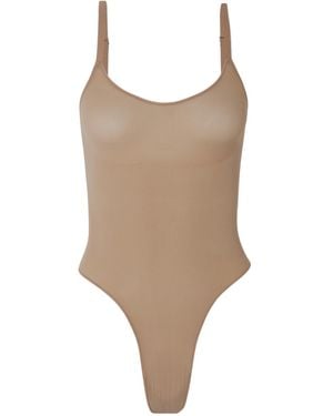 Skims Seamless Shaping Thong Bodysuit - Brown