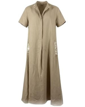 Antonelli Sequined Short-Sleeved Dress - Natural