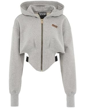Versace Jeans Couture Logo-Plaque Cropped Jacket - Gray
