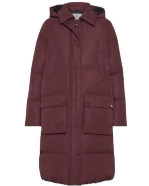 Brunello Cucinelli Zipped Hooded Quilted Coat - Purple