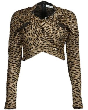 Rabanne Metallic Jacquard Twisted Chain-Link Top - Black