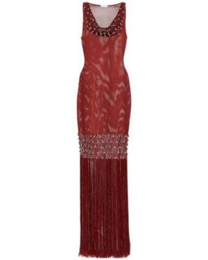 Rabanne Embellished Crochet Midi Dress - Red