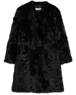Jil Sander V-Neck Coat - Black