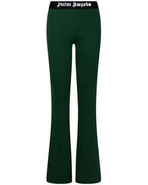 Palm Angels Logo Waistband Flared Sweatpants - Green