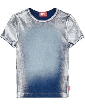 DIESEL T-Ele-Long-Q1 Faded Metallic T-Shirt - Blue