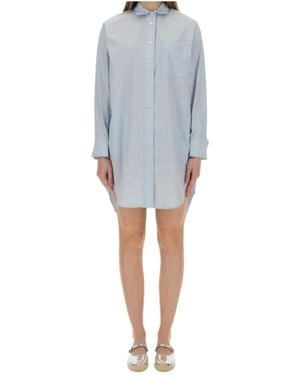 Michael Kors Pinstripe Button-Up Shirt Dress - Blue