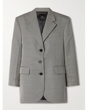 Anine Bing Sara Houndstooth Wool-Blend Blazer - Grey