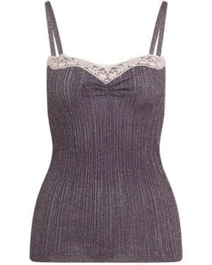 Valentino Lace Detailed Knitted Top - Black
