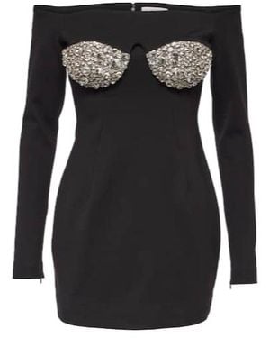 Area Crystal-Embellished Off-Shoulder Minidress - Black