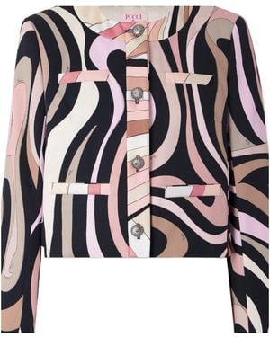 PUCCI Round Neck Cropped Jacket - White