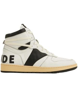 Rhude High-Top Lace-Up Sneakers - White