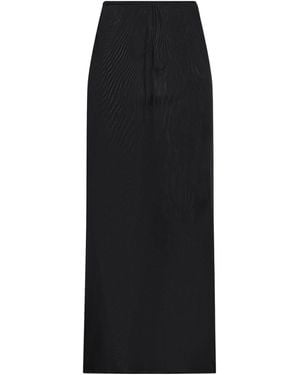 Saint Laurent Solid Colour Tulle Midi Skirt - Black