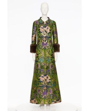 Valentino Floral-Jacquard Coat - Green
