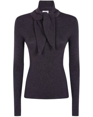 P.A.R.O.S.H. P.A.R.O..H. Bow-Neck Knitted Jumper - Blue