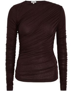 Agolde Ruched Stretch-Jersey Top - Brown