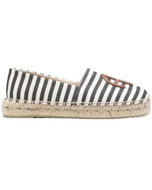 Anine Bing Paloma Striped Logo Espadrilles - Black
